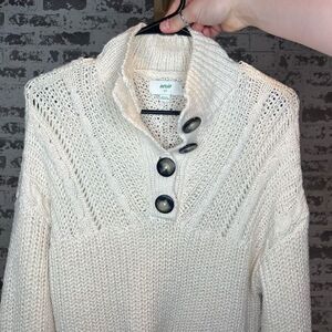Aerie | women cream knitted Henley sweater